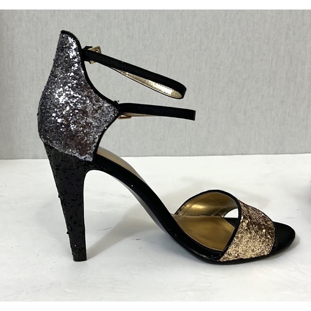 Lulu Townsend Black Gold Pewter Glitter stiletto Heels size 8.5 - Picture 3 of 5